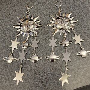 Planet, Star and Sun Dangle Earrings